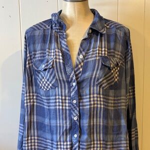 Women’s Torrid Blue Plaid Button-Up Shirt